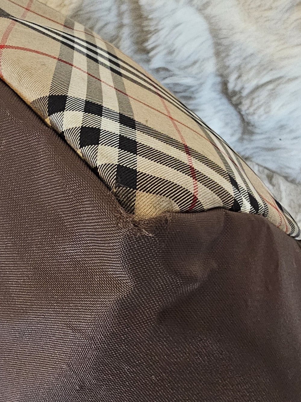 Burberry Brown Tote with Black Straps and Signature Check Base - Picture 7 of 16